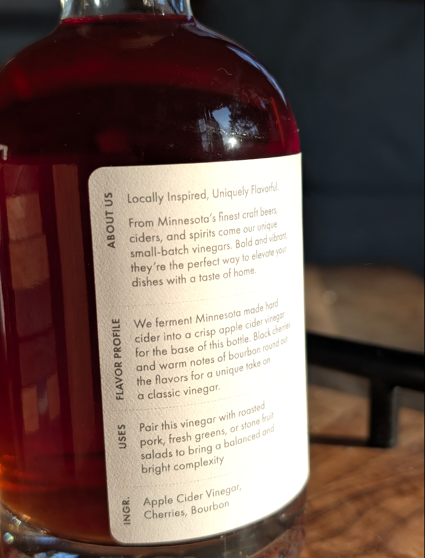Cherry Bourbon Cider Vinegar: 12 oz
